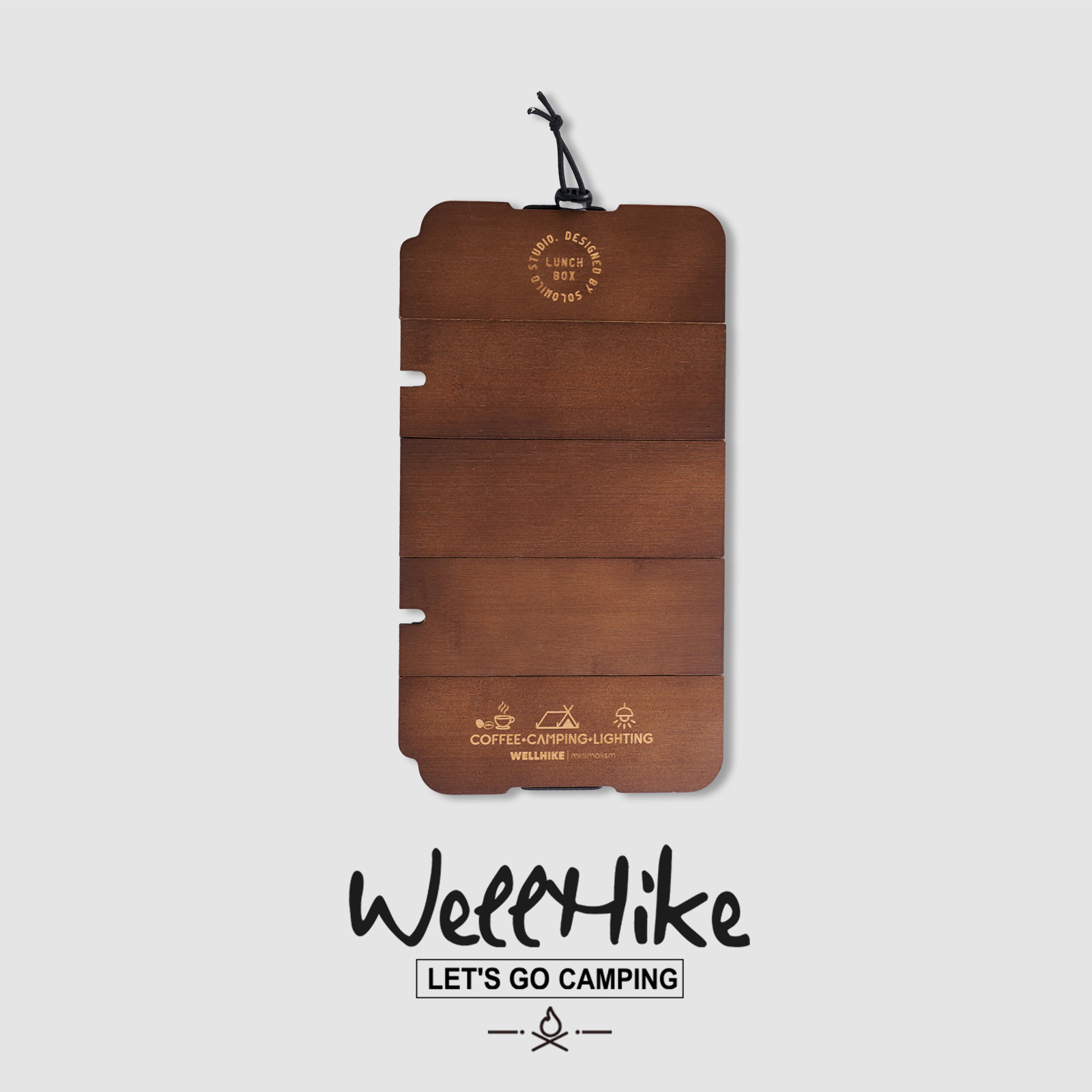 Camping Cooking Utensil Holder - WELLHIKE Lunch Box Five Fold Wooden