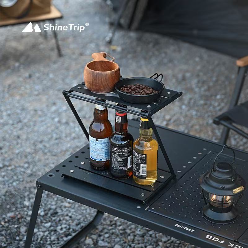Camping Cooking Utilities - ShineTrip Z-Type Foldable Camping Rack 2-Tier