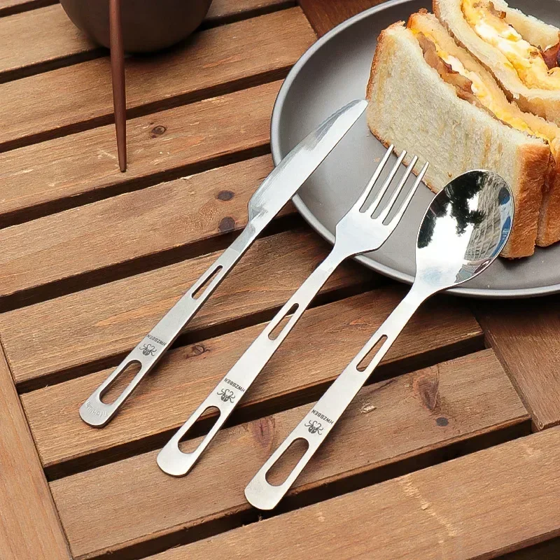 Camping Cooking And Eating - HWZBBEN Titanium Fork Spoon Knife Set