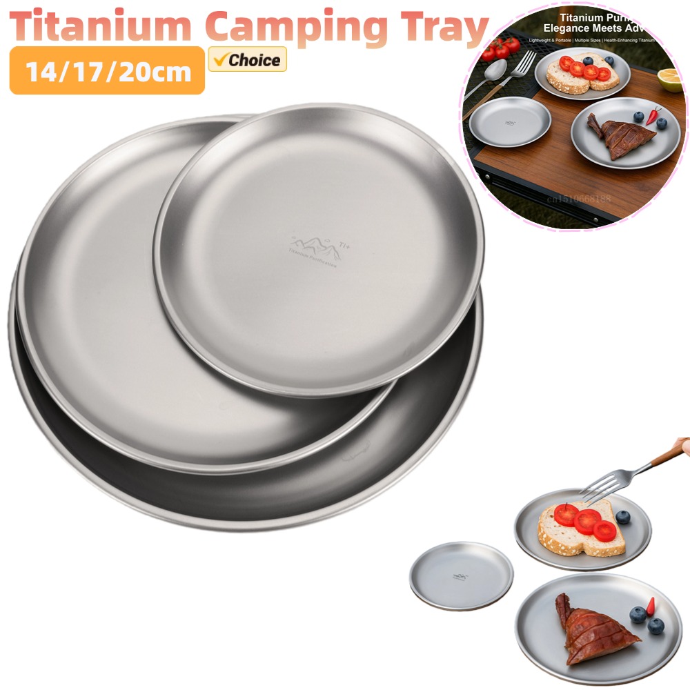 Camping Cooking And Eating - 14/17/20cm Titanium Camping Plate 1/3Pcs Camping