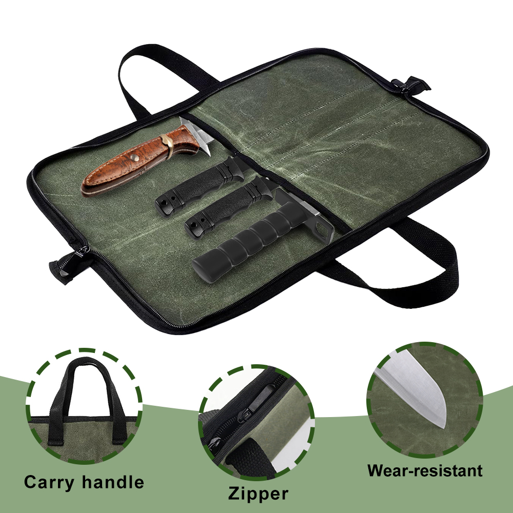 Waxed Canvas Knife Roll Bag Mu - Camping Cooking Utilities review and price
