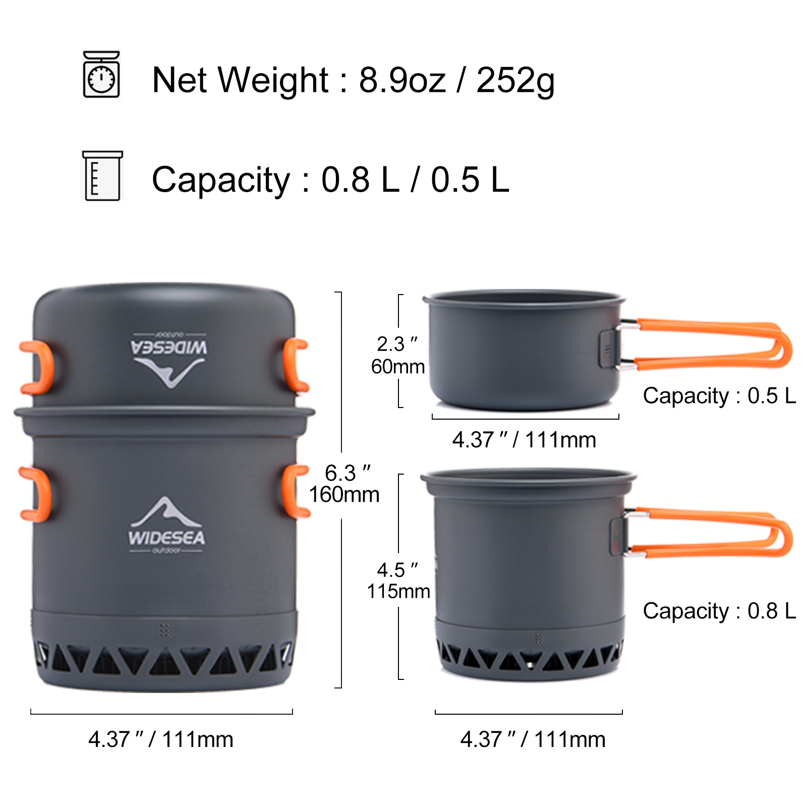Widesea Camping Pot 1.3L 2.3L  - Camping Cooking And Dining Set review and price