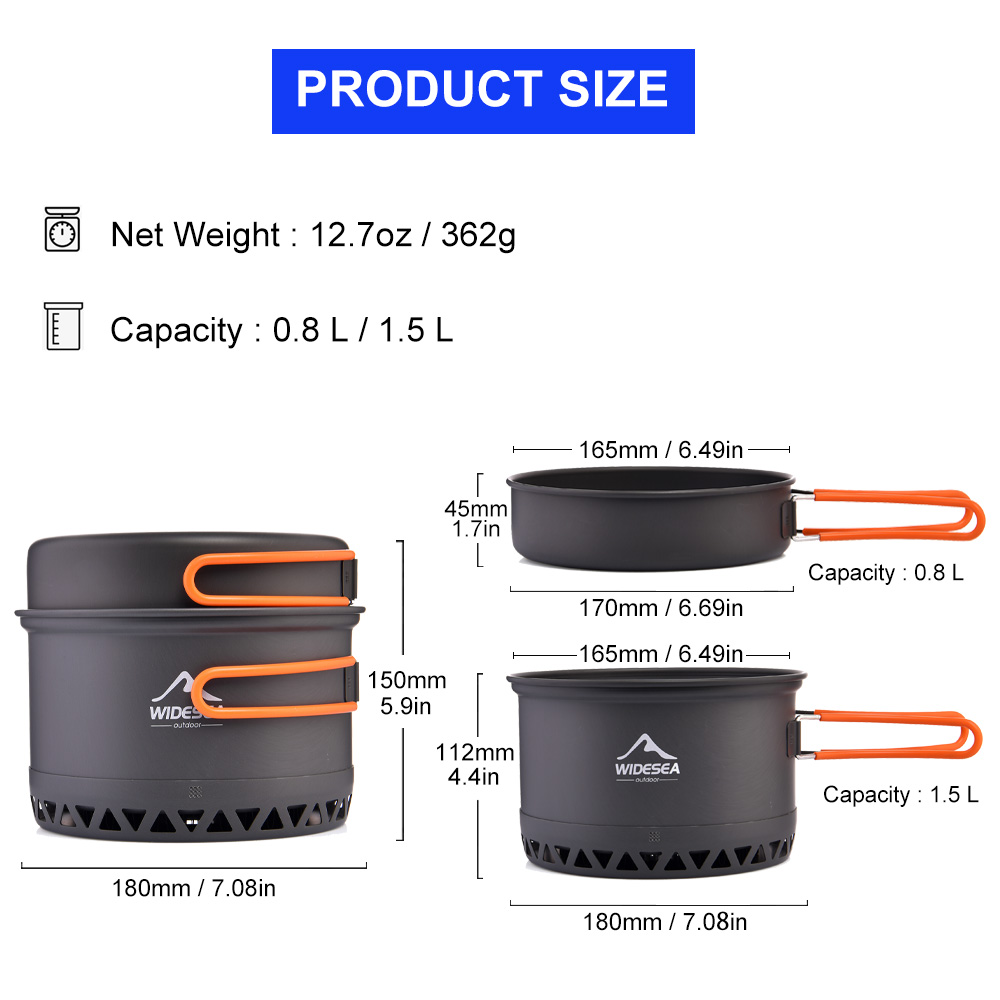 Widesea Camping Pot 1.3L 2.3L  - Camping Cooking And Dining Set review and price