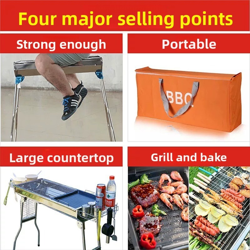 Large Folding Charcoal Barbecu - Camping Cooking Area review and price